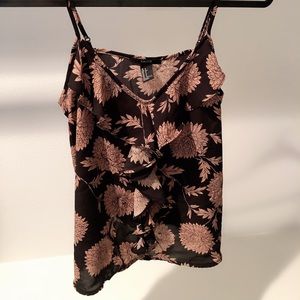 Floral Patterned Tank Top with Adjustable Strap